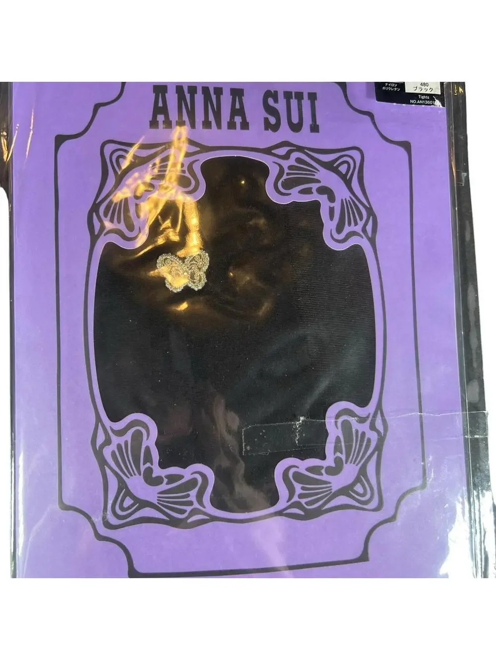 Anna Sui Black + Gold Butterfly Tights